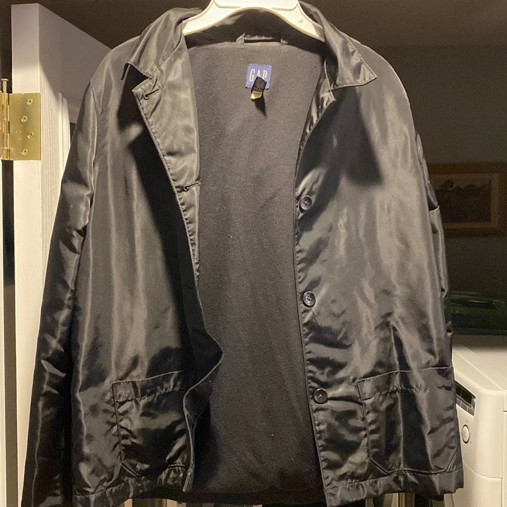 Gap Women’s Black Leather Jacket Size Medium - Picture 1 of 3